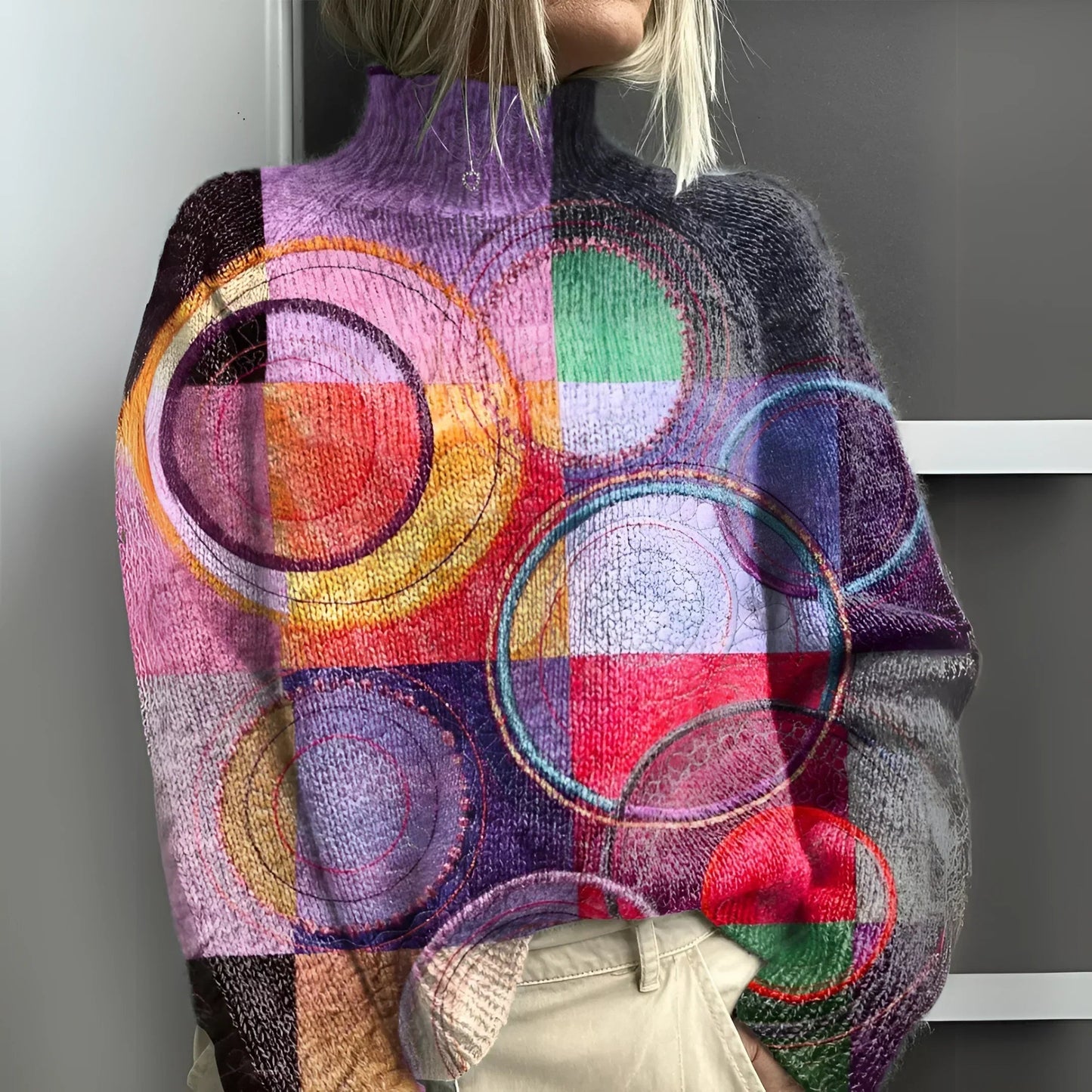 NUBIA™ | EL SUETER DE PUNTO CON CÌRCULOS ABSTRACTOS